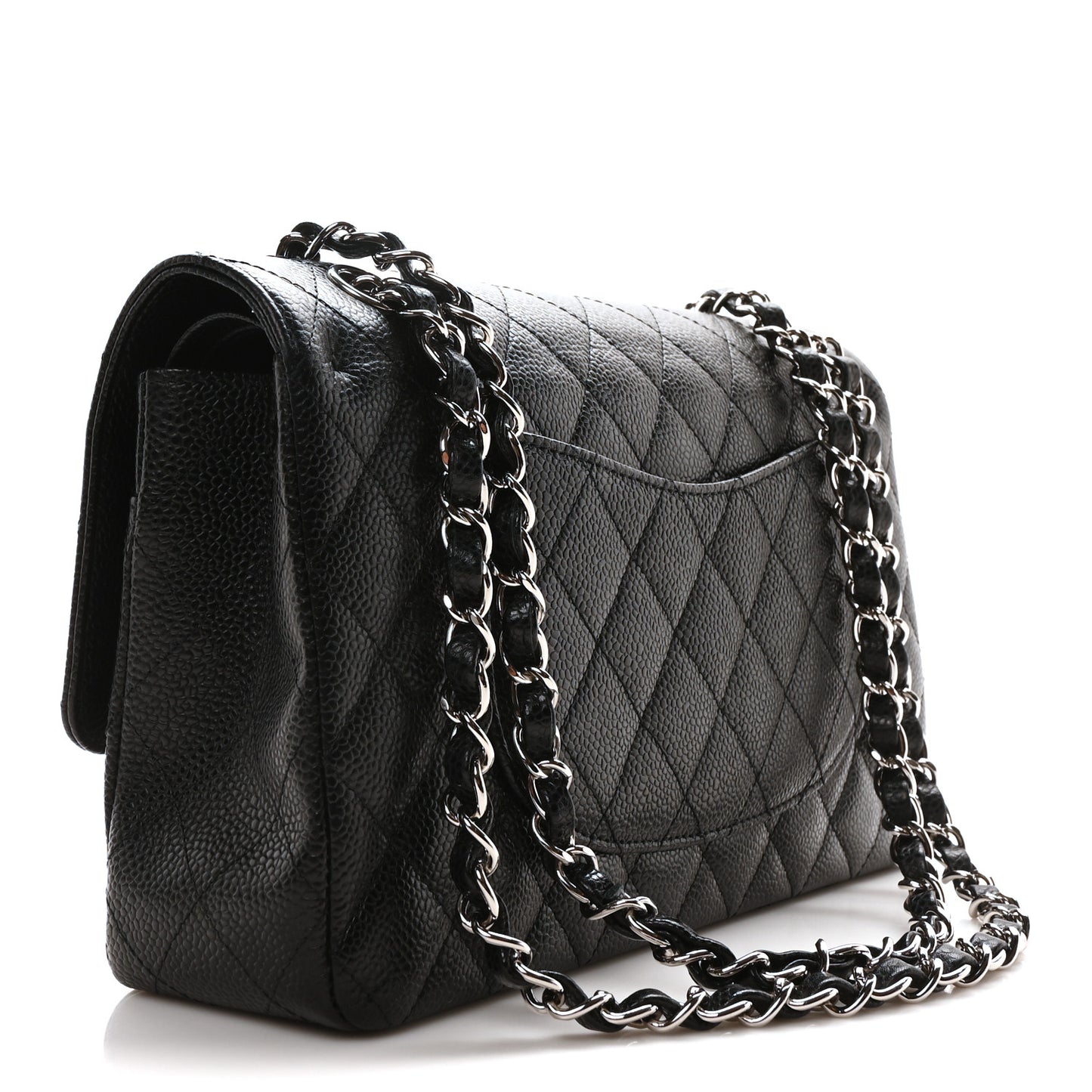 Caviar Quilted Medium Double Flap Black
