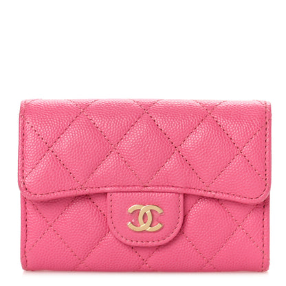 Chanel Caviar Quilted Flap Card Holder Pink 1 of 10