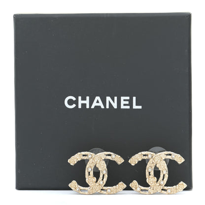Chanel Crystal CC Camellia Earrings Gold 6 of 6