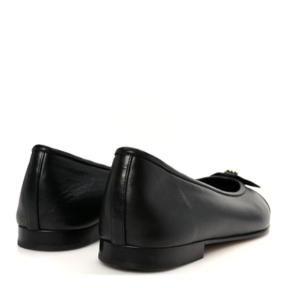 Chanel Lambskin Patent Cap Toe Pearl CC Ballerina Flats 40 Black 5 of 9