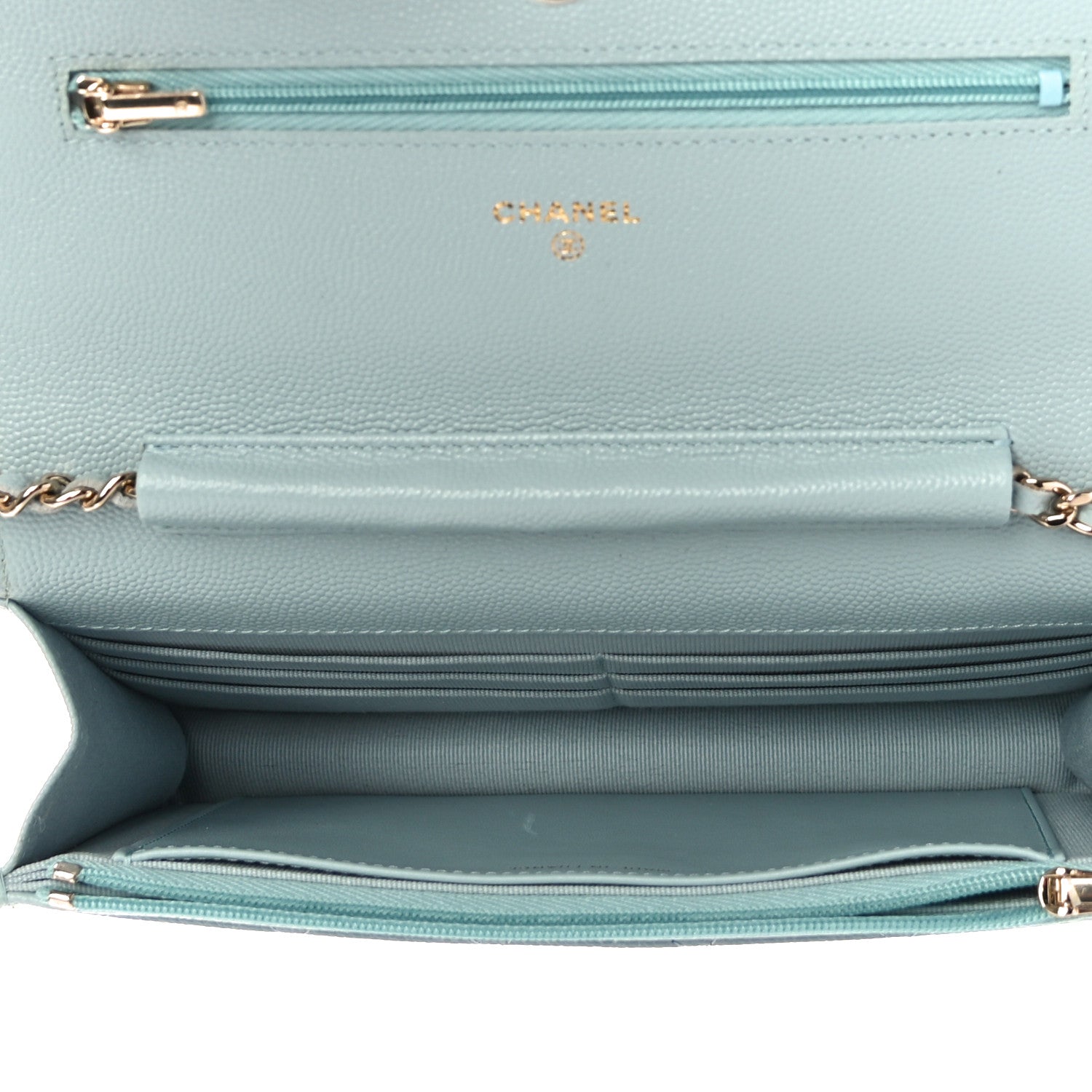 Chanel Caviar Quilted Wallet On Chain WOC Light Blue 5 of 11
