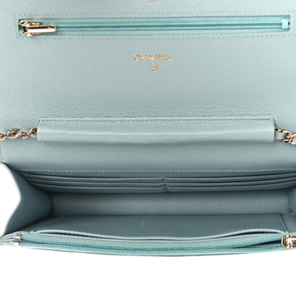 Chanel Caviar Quilted Wallet On Chain WOC Light Blue 5 of 11