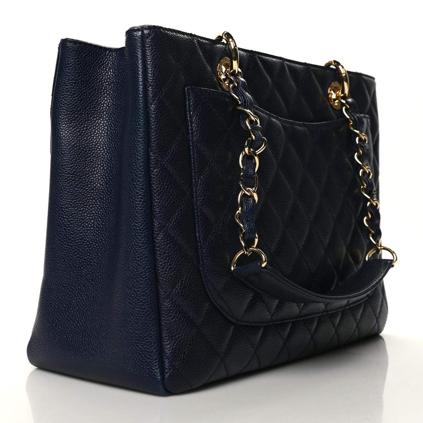 Caviar Quilted Grand Shopping Tote GST Dark Navy Blue
