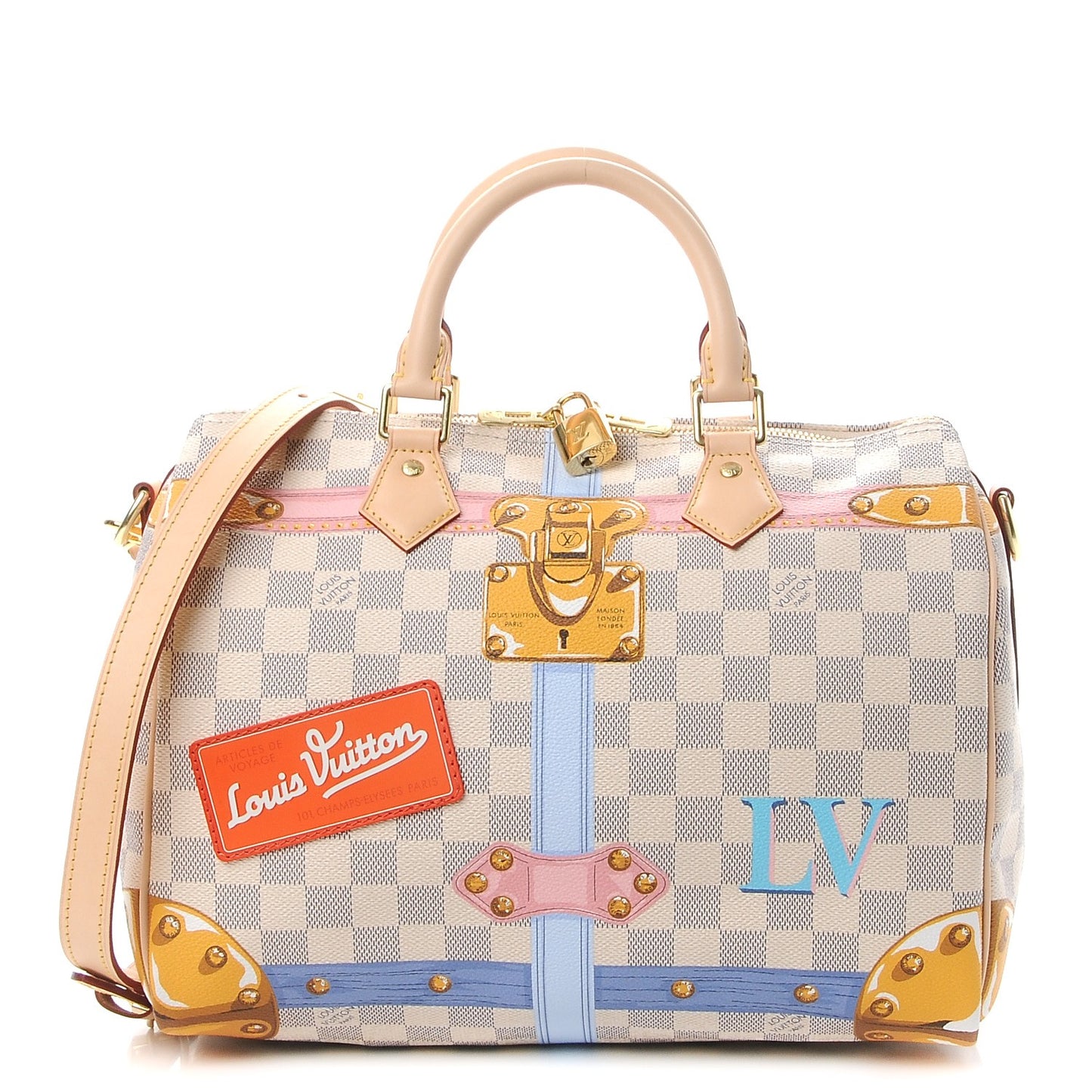 Damier Azur Summer Trunks Speedy Bandouliere 30