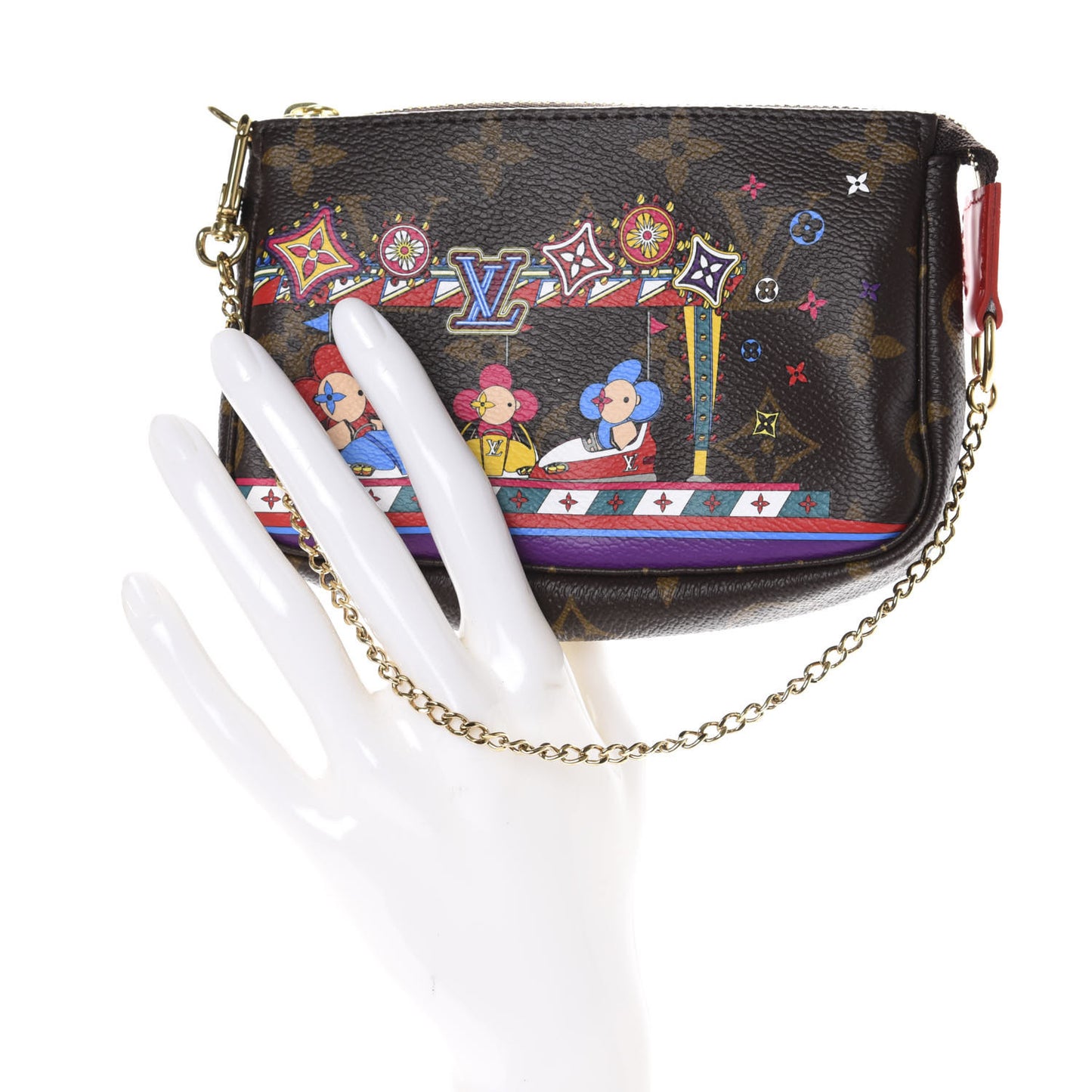 Monogram 2020 Christmas Animation Bumper Cars Mini Pochette Accessories Coquelicot