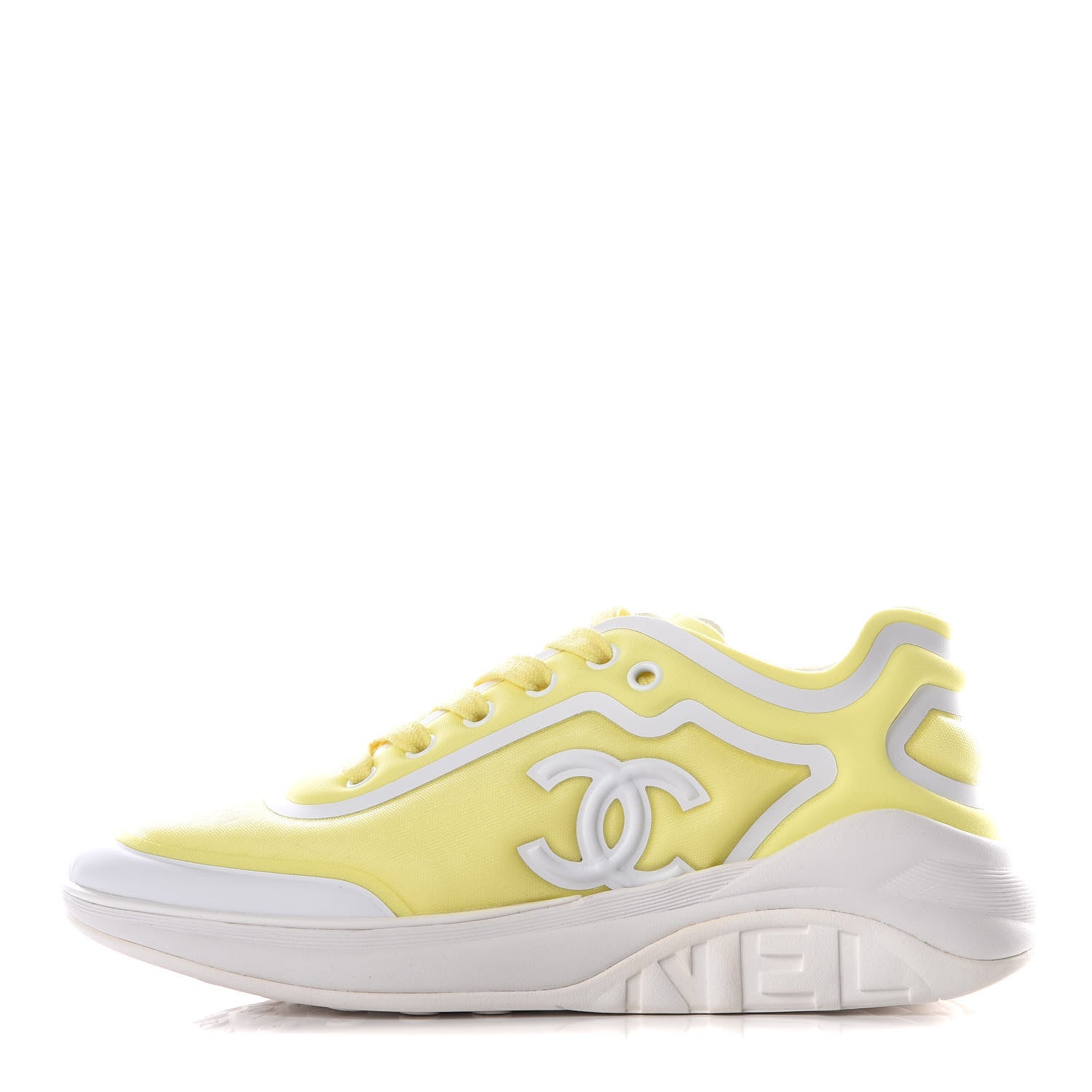 Chanel Lycra Fabric CC Sneakers 36.5 Yellow 1 of 8