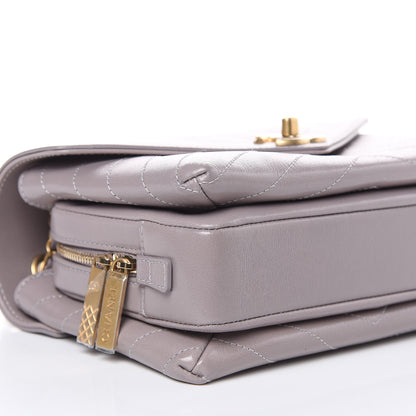 Chanel Lambskin Chevron Stitched Envelope Flap Light Grey 8 of 16