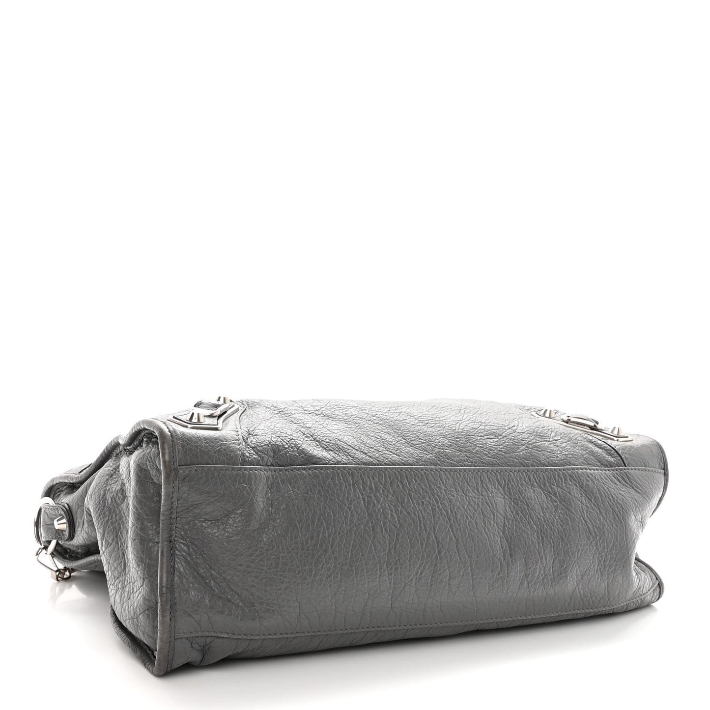 Agneau Silver Metallic Edge Hardware City Gris Cendre