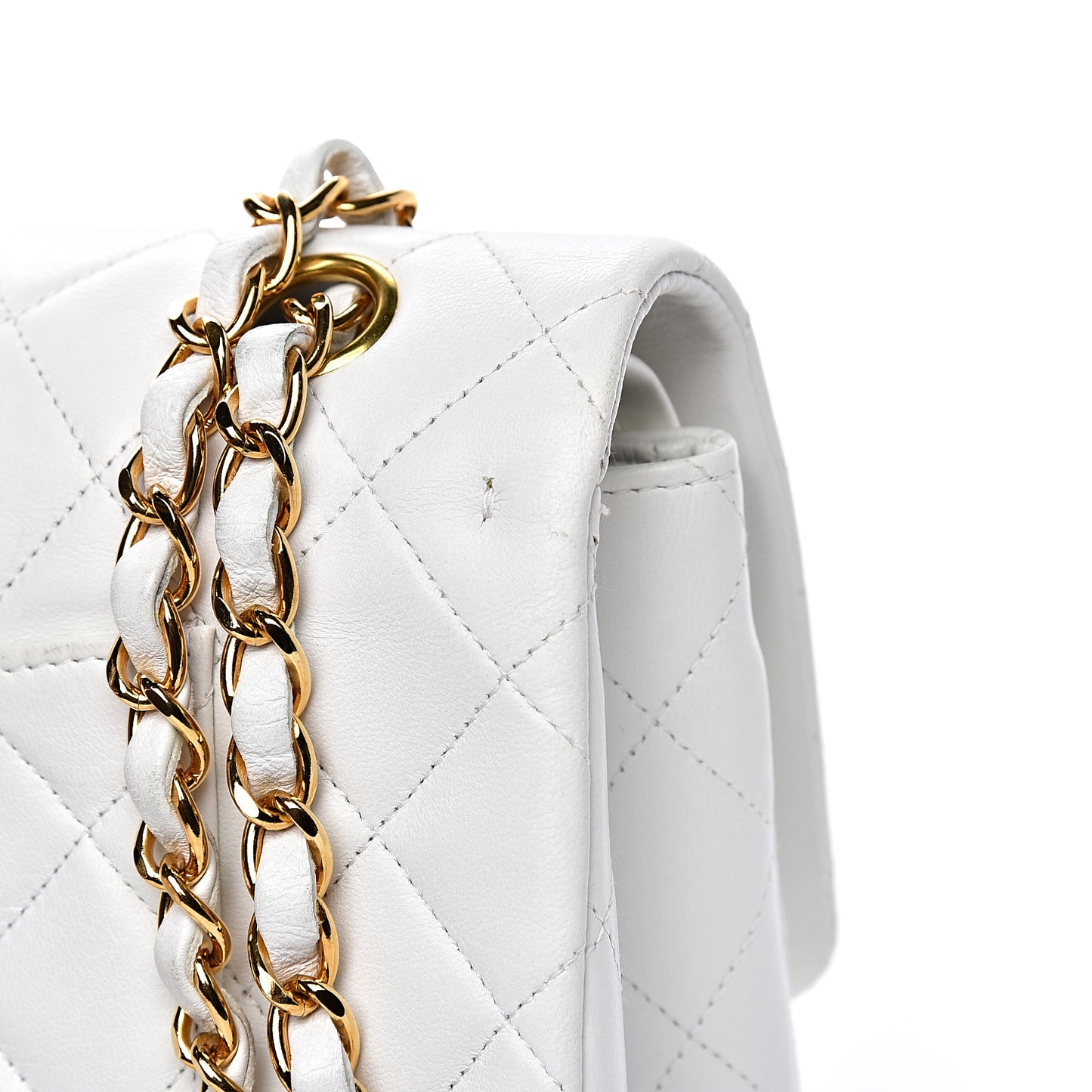 Lambskin Quilted Medium Double Flap White