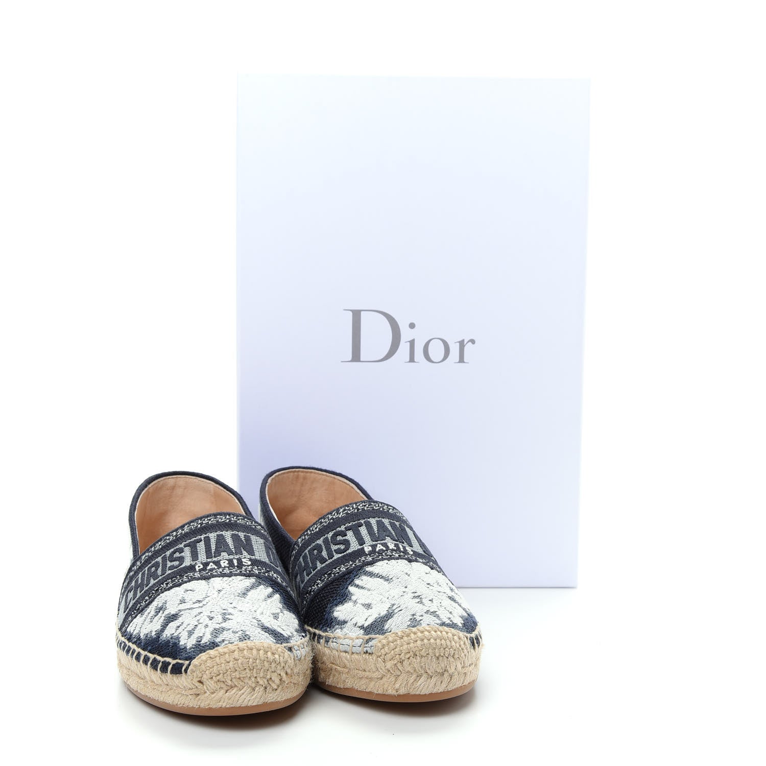 Christian Dior Canvas Tie and Dior Embroidered Granville 15mm Espadrilles 37.5 Denim 11 of 11