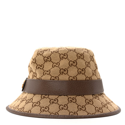 Gucci Monogram Textured Dollar Calfskin GG Jago Bucket Hat S Cacao Beige 4 of 9