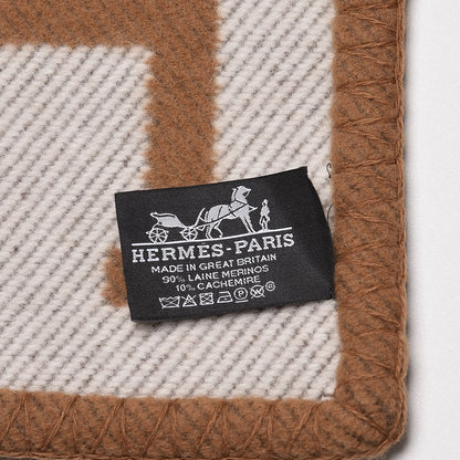 Hermes Wool Cashmere Avalon Blanket Ecru Camel 5 of 5