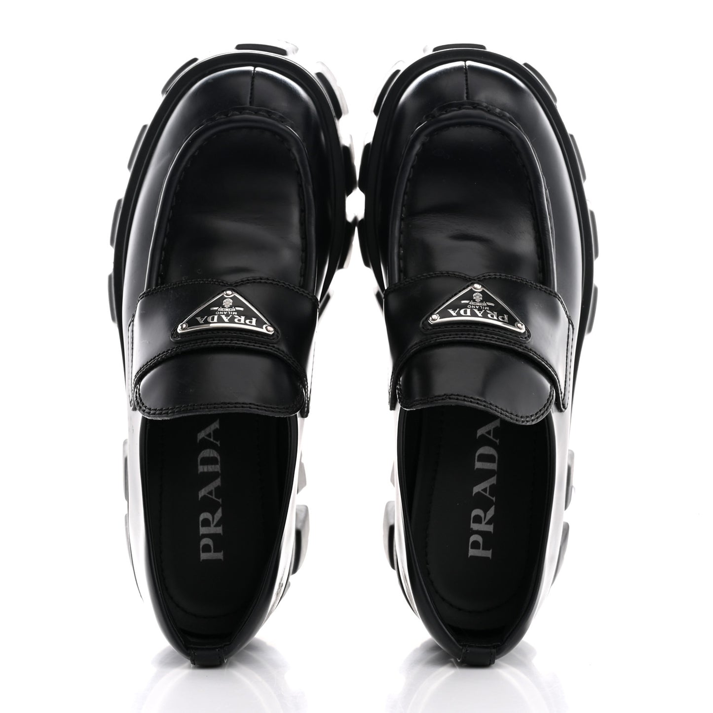 Spazzolato Rois Metal Triangle Logo Monolith 55mm Loafers 36 Black