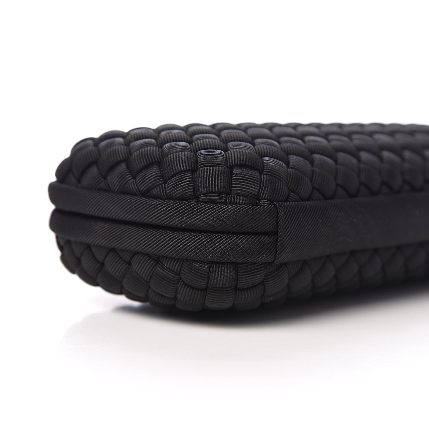 Silk Faille Intrecciato Knot Clutch Black