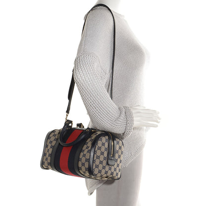 Gucci Monogram Vintage Web Small Boston Navy 2 of 7
