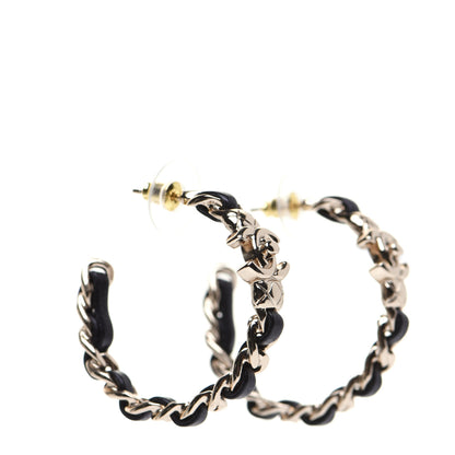 Chanel Lambskin CC Turnlock Chain Hoop Earrings Gold Black 3 of 7