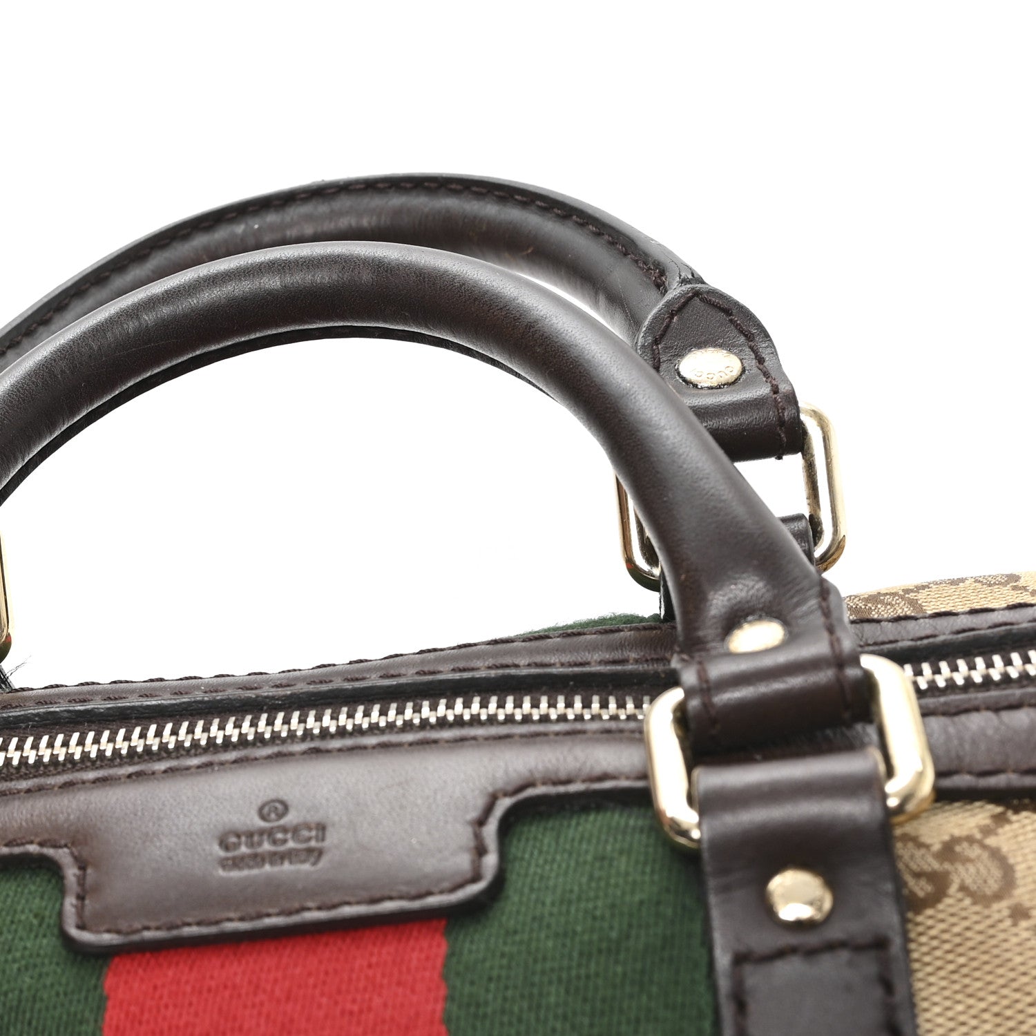 Gucci Monogram Vintage Web Medium Boston Dark Brown 12 of 12