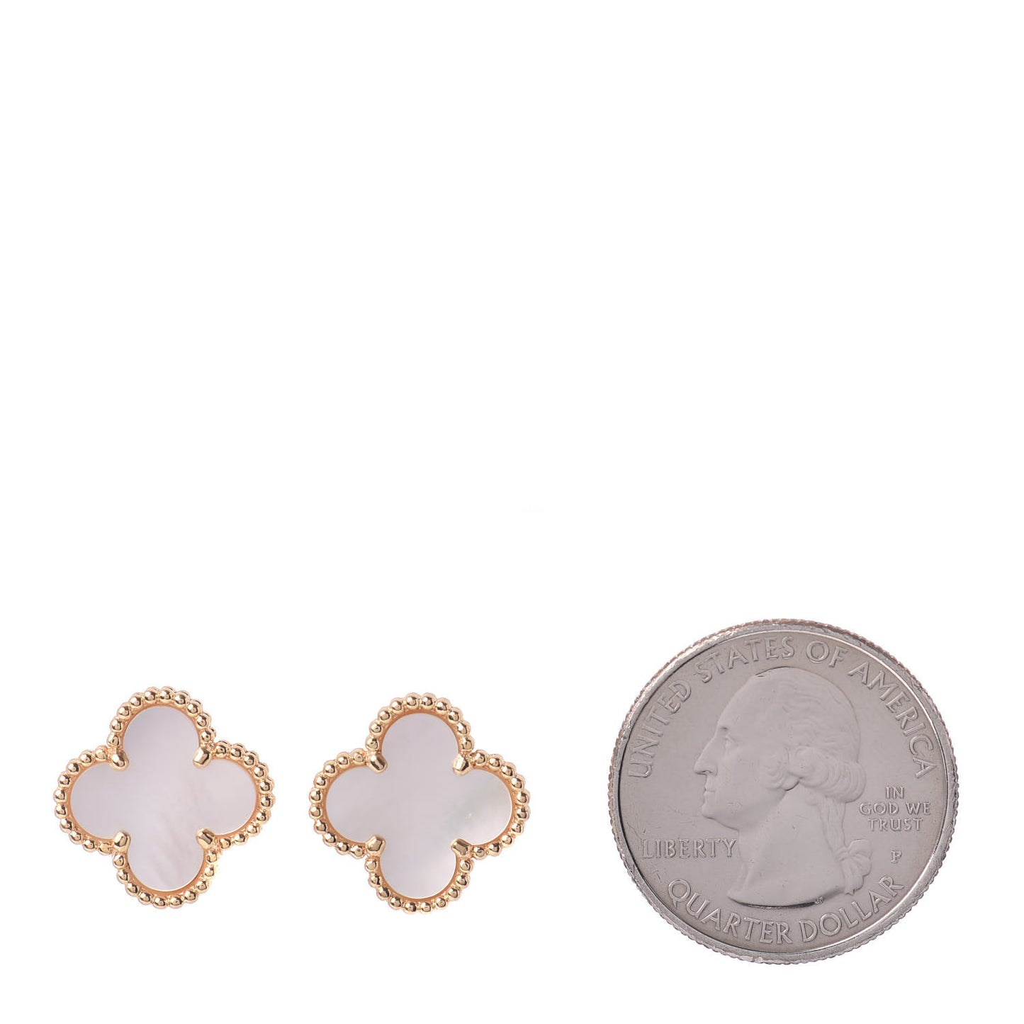 18K Yellow Gold Mother of Pearl Vintage Alhambra Earrings
