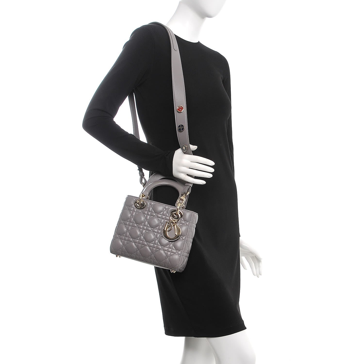 Christian Dior Lambskin Cannage Small Lucky Badges My Lady Dior Grey 2 of 8