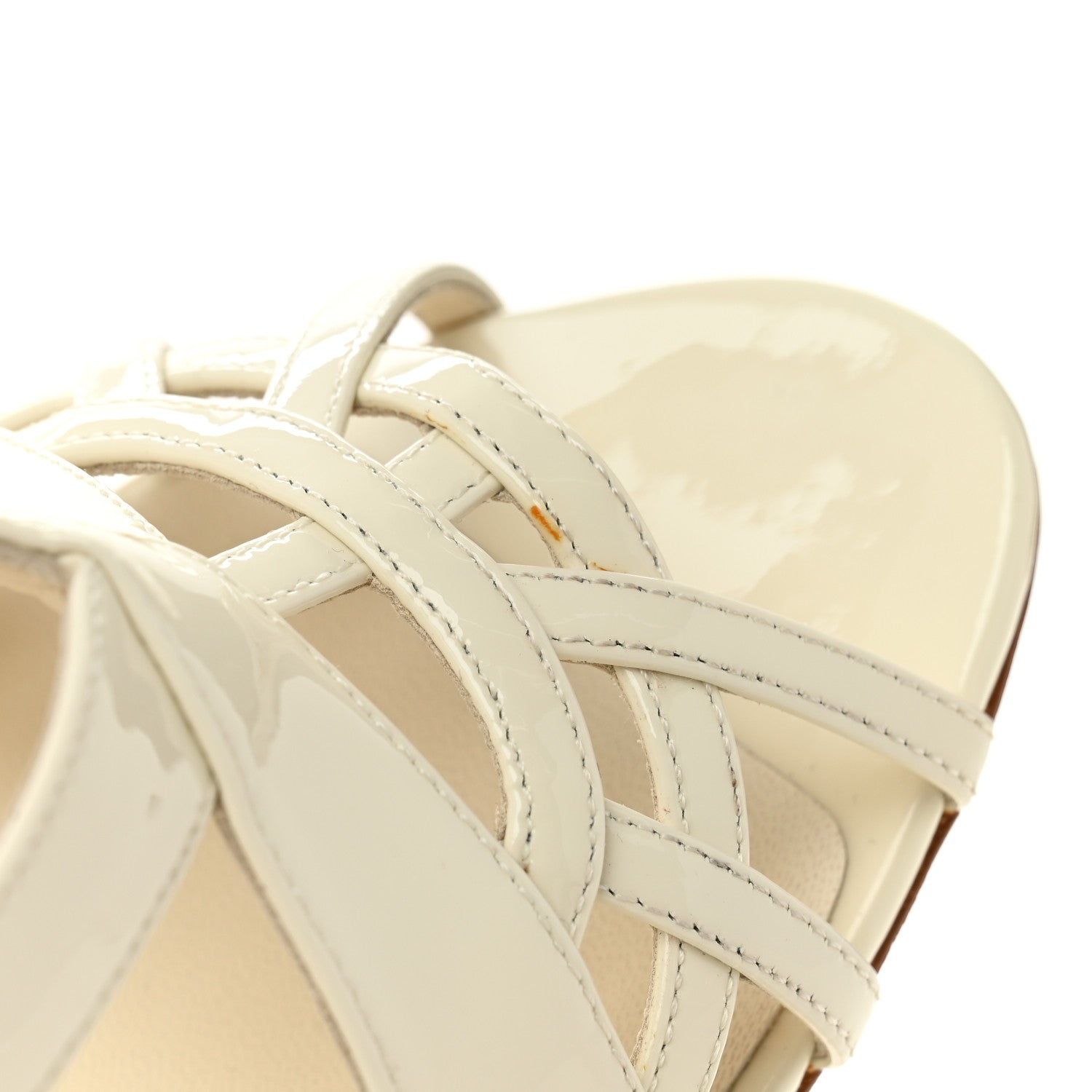 Chanel Patent Cut Out Ankle Strap Sandals 37.5 White 9 of 10