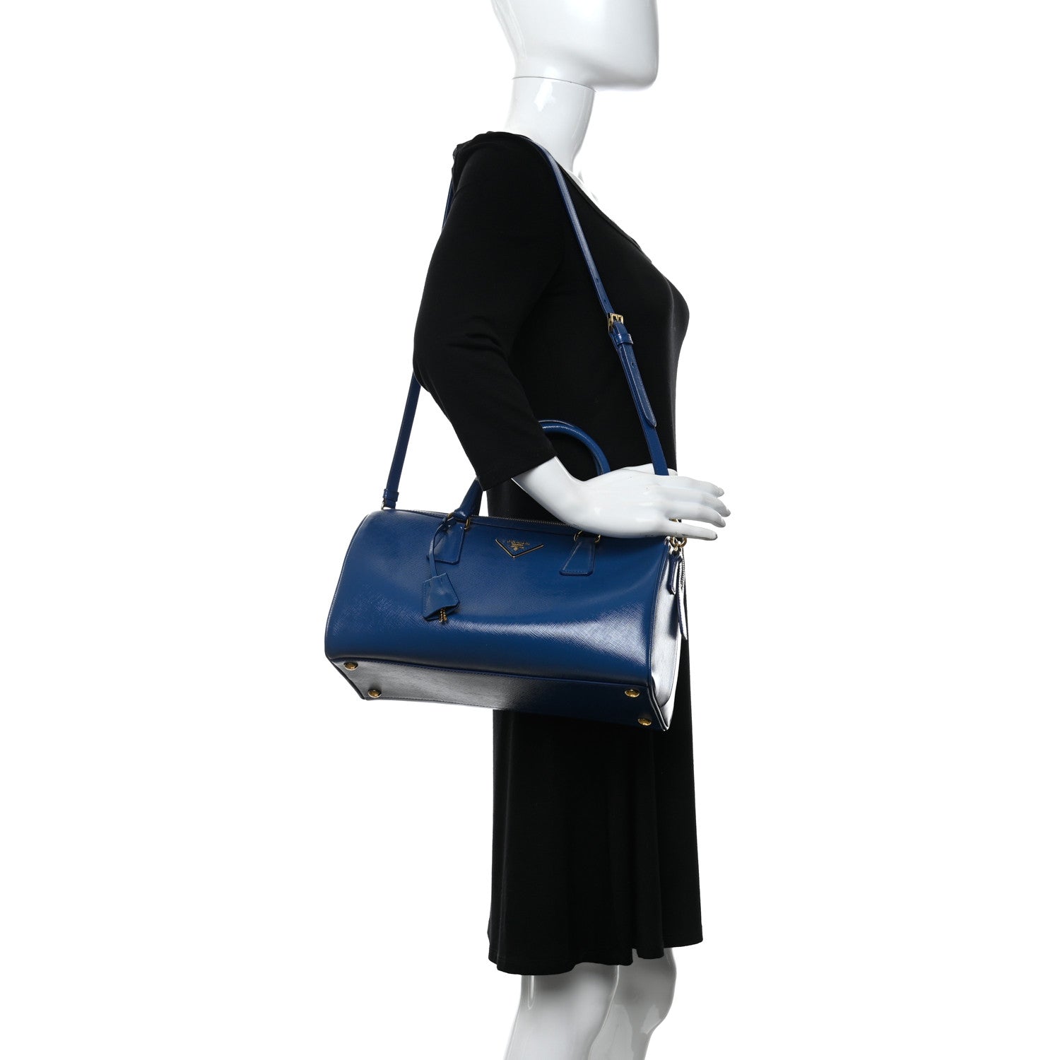 Prada Saffiano Vernice Bauletto Azzurro 2 of 9