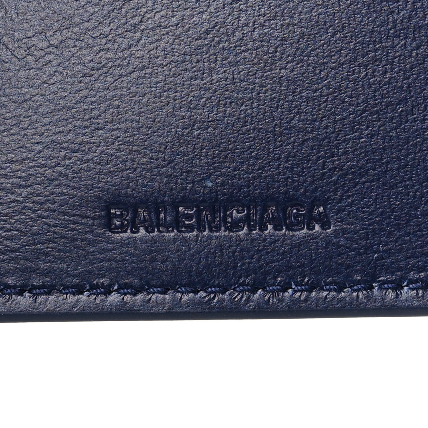 Balenciaga Grained Calfskin Men's Mini B Trifold Wallet Navy 6 of 7