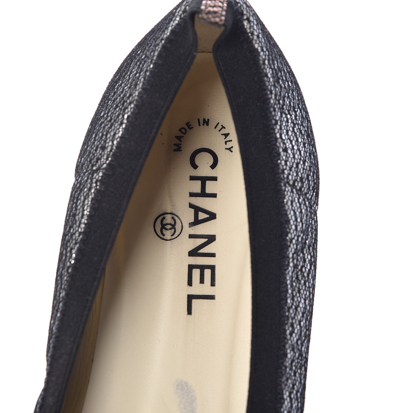 Metallic Lace Cap Toe Ballerina Flats 40 Silver