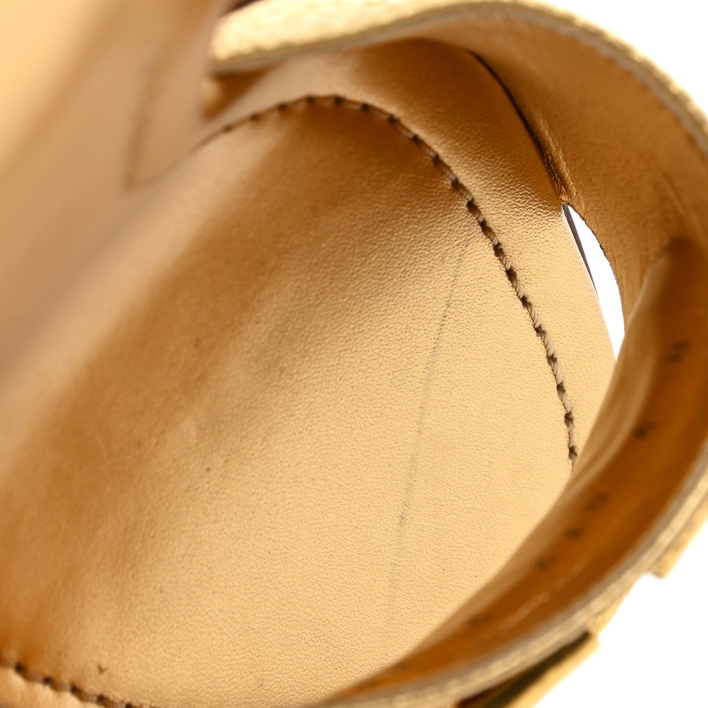 Metallic Grainy Cowhide VLogo 65mm Slide Sandals 39.5 Antique Brass