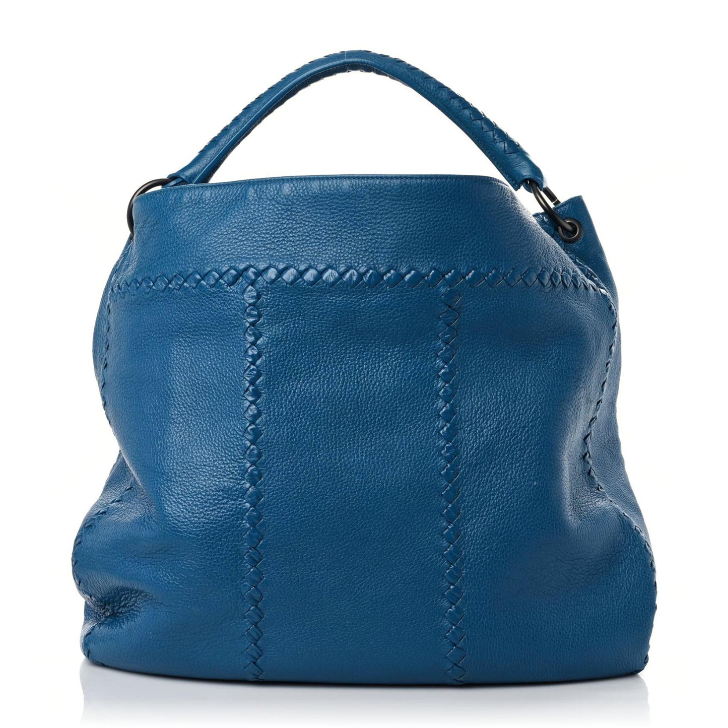 Washed Cervo Deerskin Large Hobo Blue