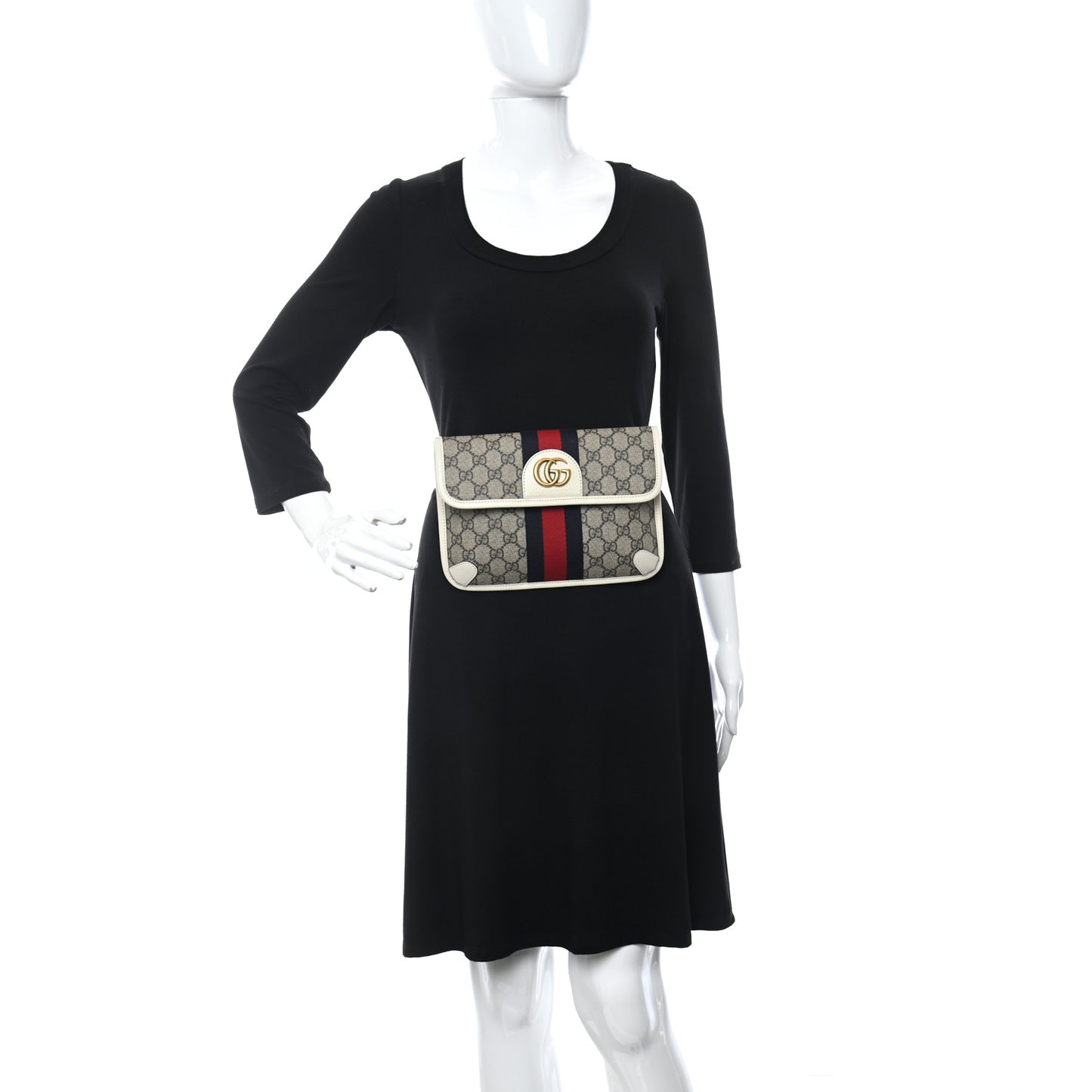 GG Supreme Monogram Web Small Ophidia Belt Bag 100 40 Brown White
