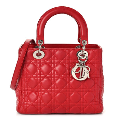 Christian Dior Lambskin Cannage Medium Lady Dior Red 1 of 9