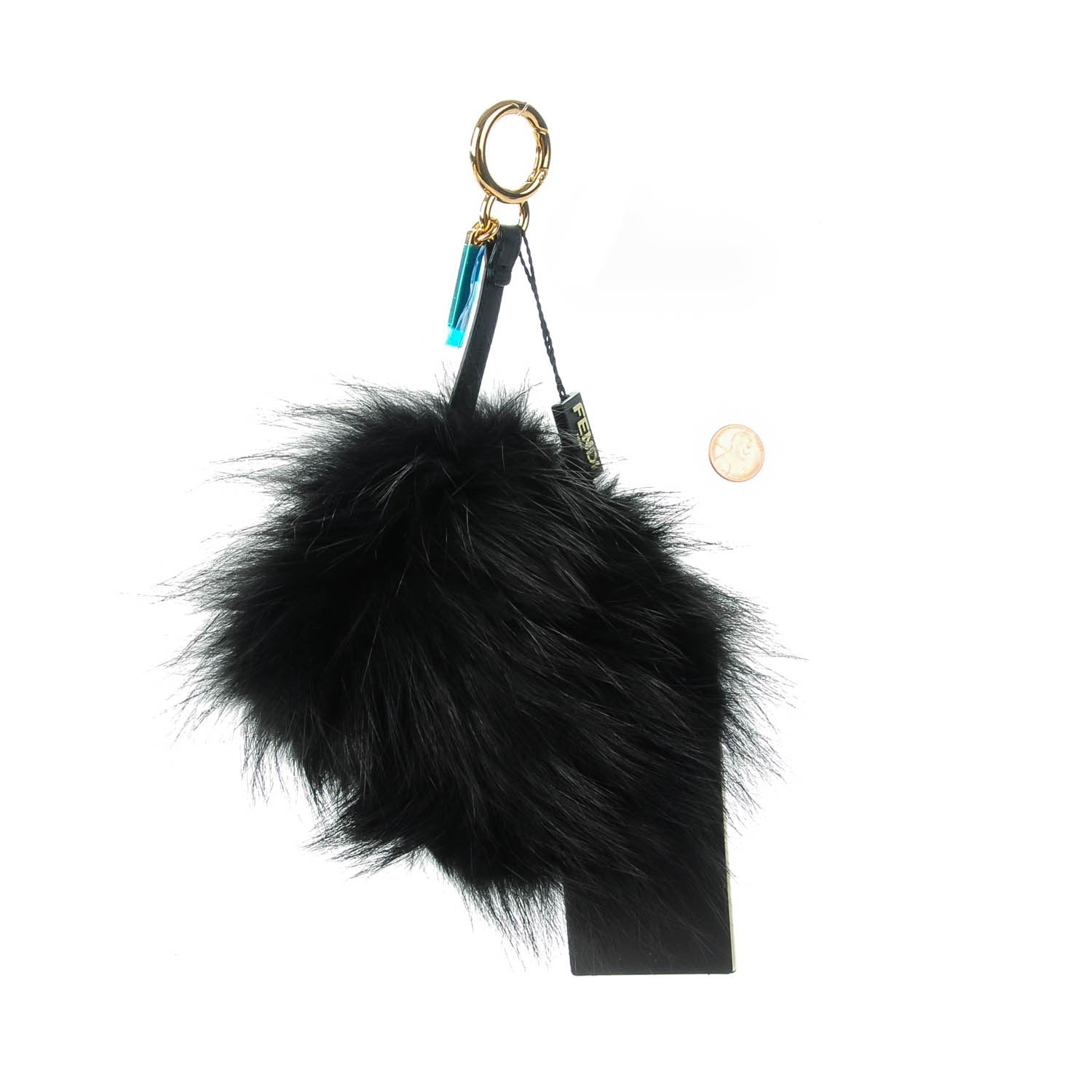 Fendi Fox Mink Rabbit Fur Vitello Flamingo Grimmy Monster Bag Bug Charm Black Giallo 2 of 7