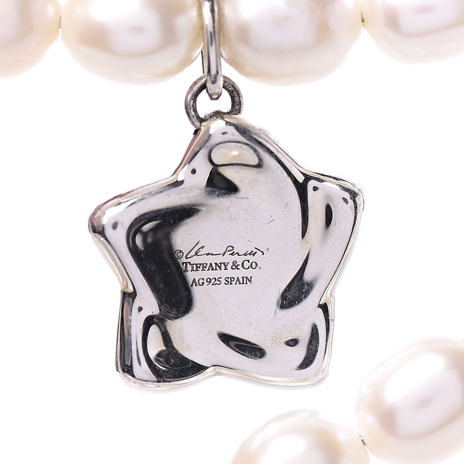 Tiffany Sterling Silver Pearl Elsa Peretti Star Pendant Necklace 5 of 5