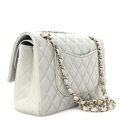Chanel Lambskin Quilted Medium Double Flap Light Grey 3 of 12