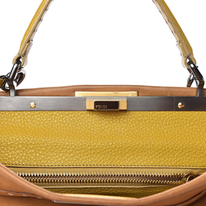 Fendi Vitello Saddle Cuoio Romano Selleria Large Peekaboo Iconic Satchel Saddle Ocra Moro 9 of 13