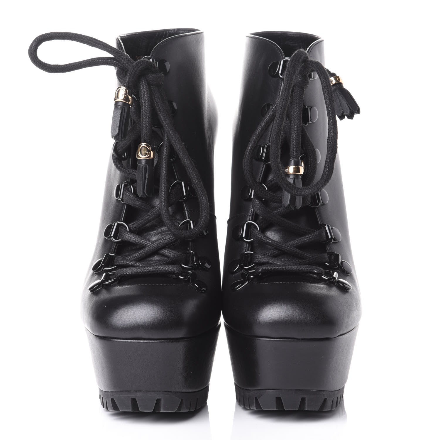 Gucci Calfskin Combat Platform Ankle Boots 38.5 Black 2 of 11