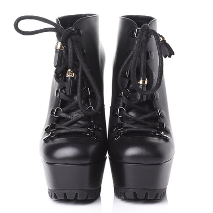 Gucci Calfskin Combat Platform Ankle Boots 38.5 Black 2 of 11