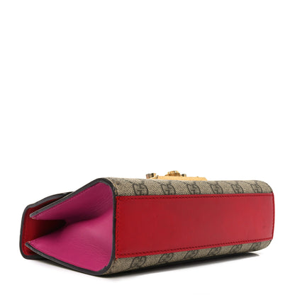 Gucci GG Supreme Monogram Calfskin Small Padlock Shoulder Bag Beige Hibiscus Red New Rosette 4 of 10