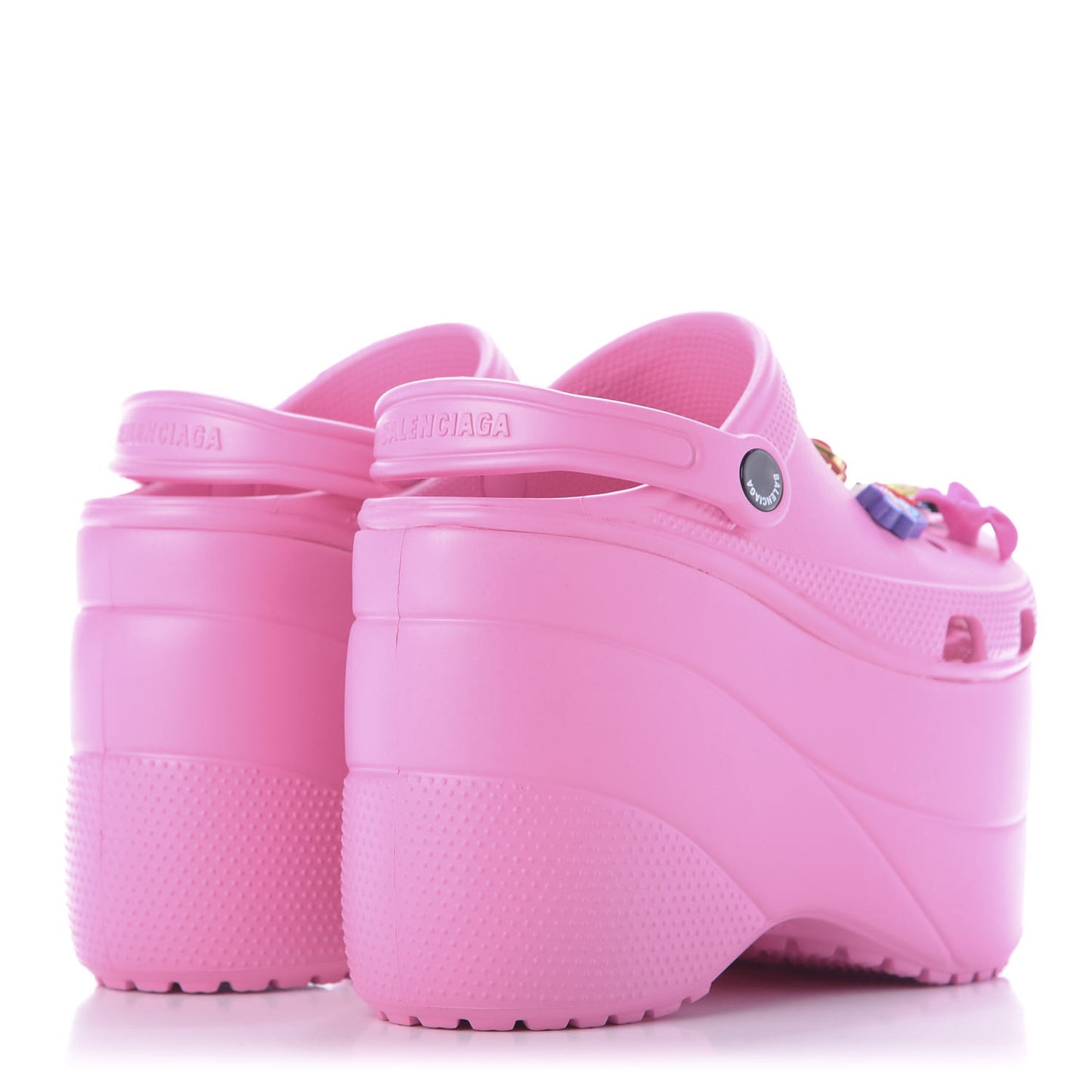 X CROCS Rubber Textured Womens Platform Sandals 36 Rose Bonbon