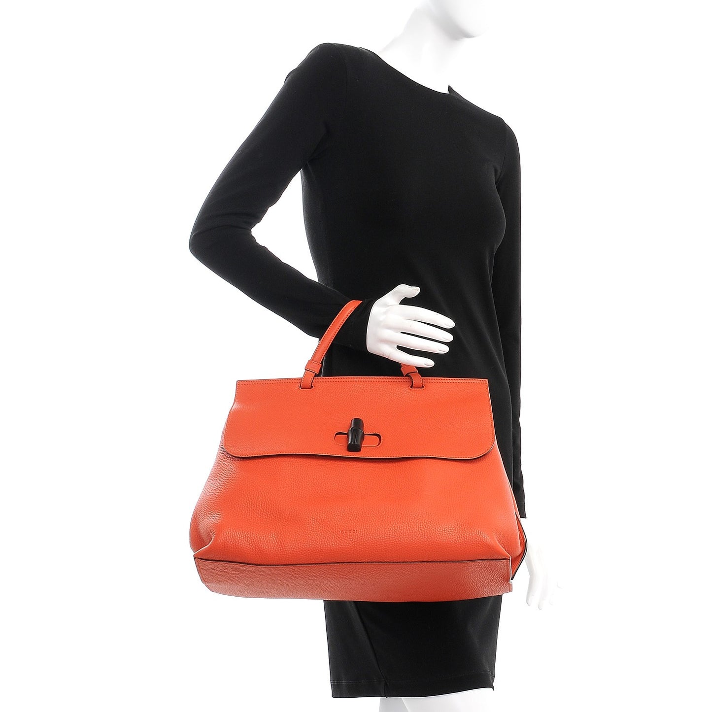 Cellarius Calfskin Large Bamboo Daily Top Handle Bag New Dark Orange