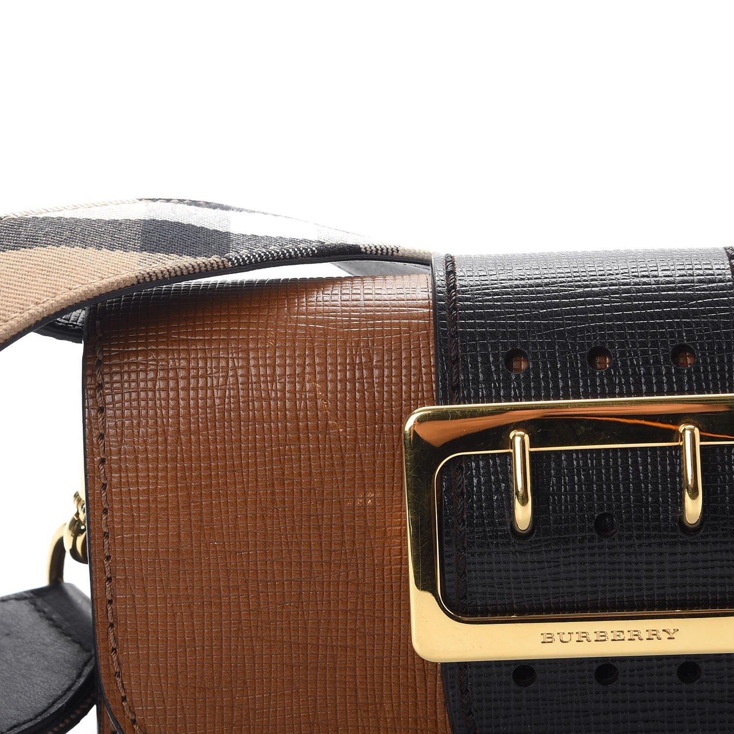 Burberry Grainy Calfskin House Check Small Buckle Bag Brown 11 of 11