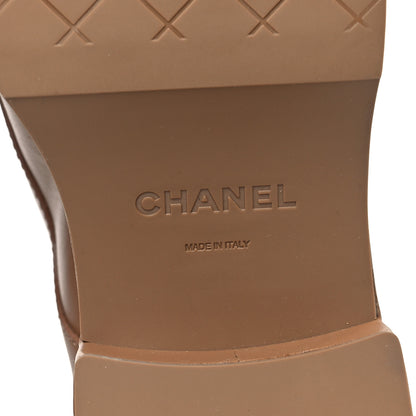 Chanel Calfskin Velvet CC Cap Toe Boots 40 Beige Black 6 of 9