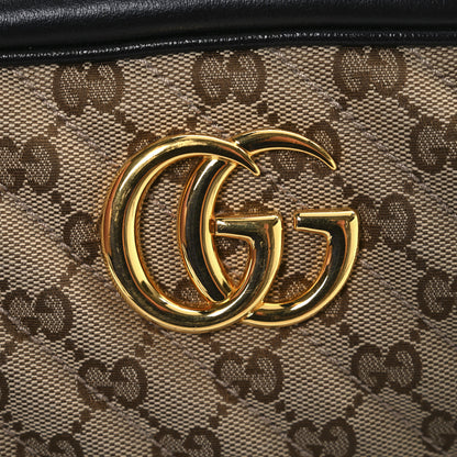 Gucci Monogram Matelasse Diagonal Small GG Marmont Chain Shoulder Bag Beige Black 21 of 21