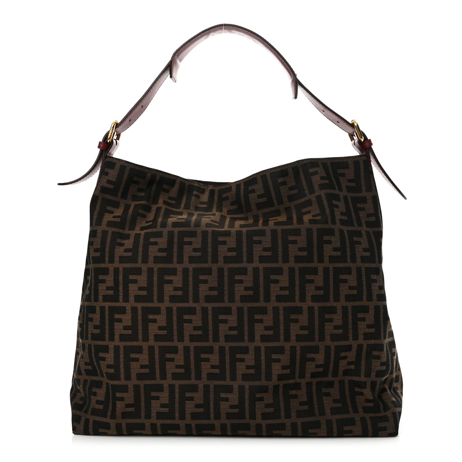 Fendi Zucca Vitello Artic Large Hobo Tobacco Burgundy 1 of 10