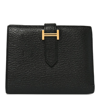 Hermes Chevre Mysore Bearn Compact Wallet Black 1 of 6