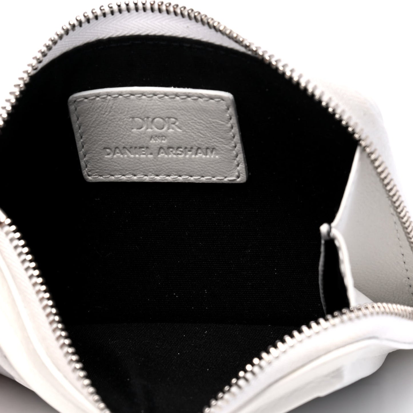 X DANIEL ARSHAM Grained Calfskin Zip Charm White
