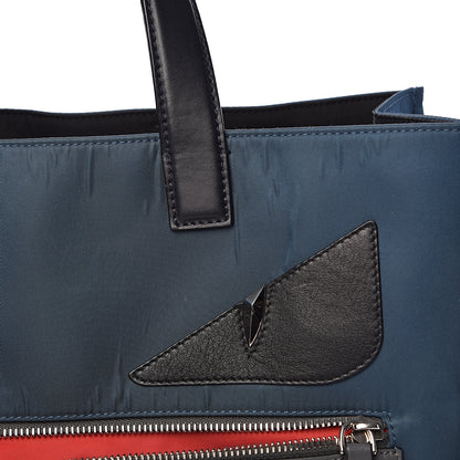 Fendi Nylon Vitello Bag Bug Tote Marine Acciaco 10 of 20