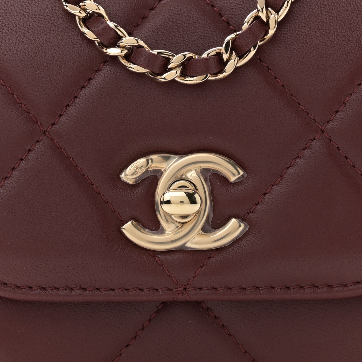 Chanel Lambskin Quilted Mini Trendy CC Clutch With Chain Burgundy 8 of 12