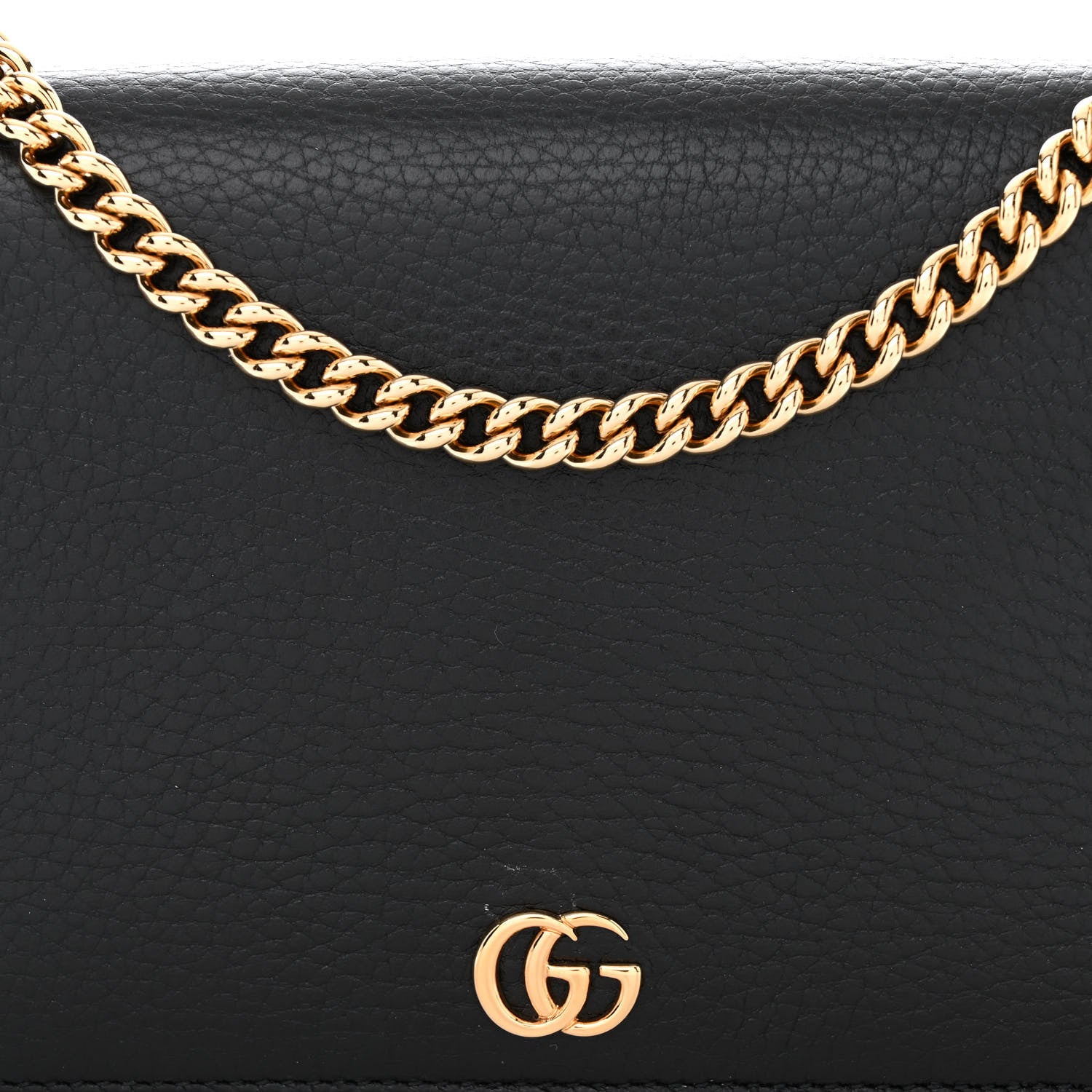 Gucci Calfskin Mini GG Marmont Chain Wallet Black 8 of 11