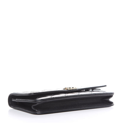 Chanel Glazed Calfskin Quilted Boy Wallet On Chain WOC Black 4 of 19